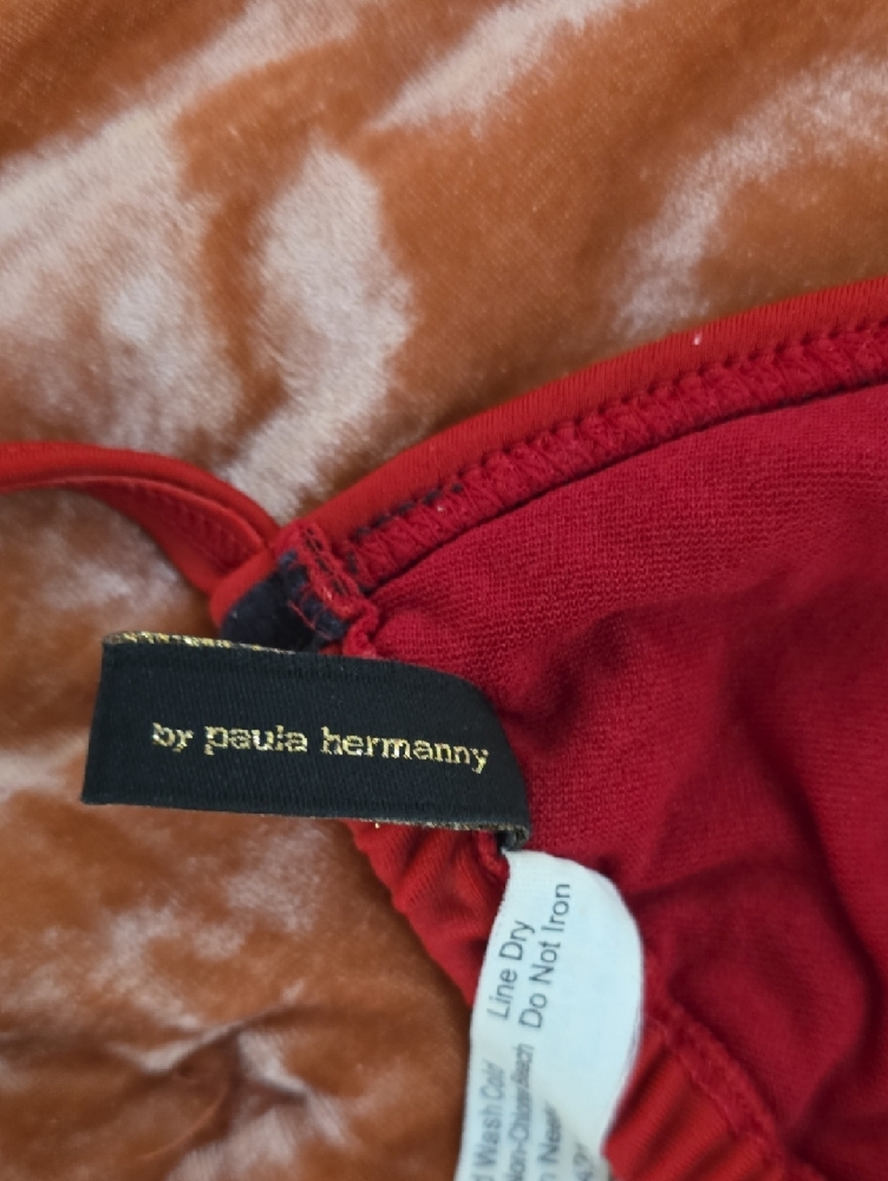 Vix Red Bikini Top with Gold Logo Tag - Picture 6 of 8